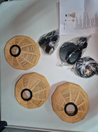 3 Lámparas Mimbre y Metal