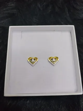 Brincos Coração Dourado e Prateado com Zircónias