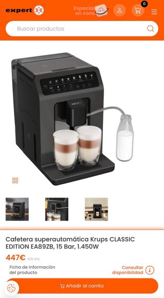 Cafetera Krups EA89ZB Superautomática