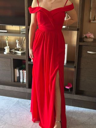 Vestido rojo largo para evento graduación