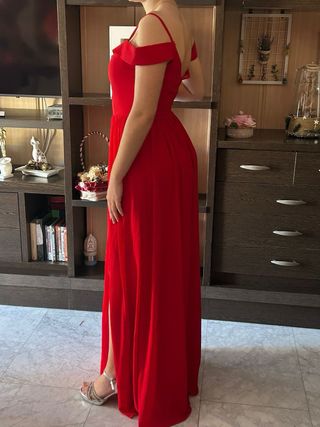 Vestido rojo largo para evento graduación