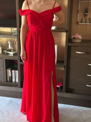Vestido rojo largo para evento graduación