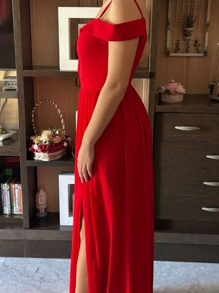 Vestido rojo largo para evento graduación