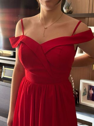 Vestido rojo largo para evento graduación