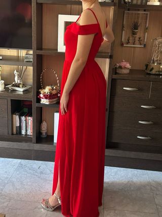 Vestido rojo largo para evento graduación
