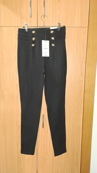 Pantalones Zara tiro alto negros talla S