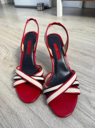 Sandalias tacón CH rojas y blancas