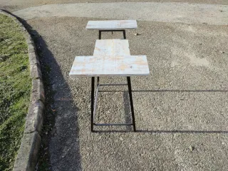 Tavolo da giardino in legno e metallo vintage