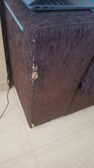 Sofá Cama Tela Azul y Marrón