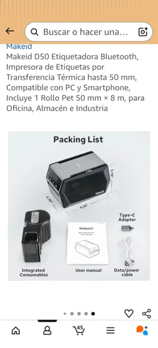 Impresora de Etiquetas Makeid D50 Bluetooth