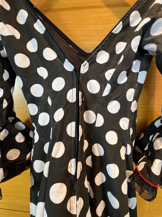 Vestido Flamenca Negro Lunares Blancos