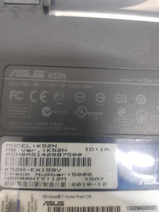 Portátil ASUS K52N para reparar
