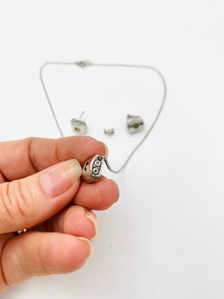 Conjunto collar y pendientes plata cristal verde