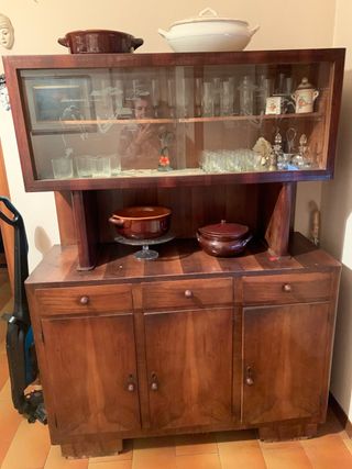 Credenza vintage in legno e vetro