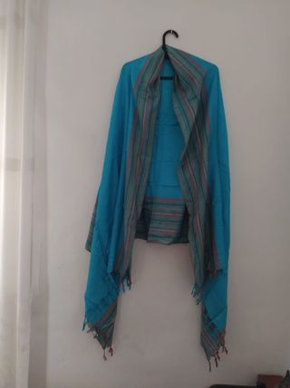 Foulard azul y verde con rayas