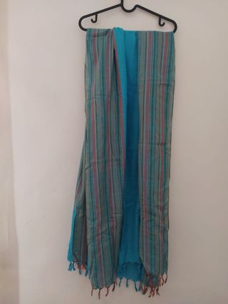 Foulard azul y verde con rayas