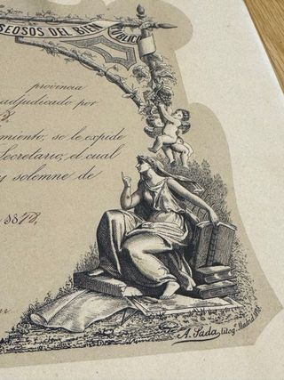 Diploma Antiguo Tudelana 1878 Amigos del País