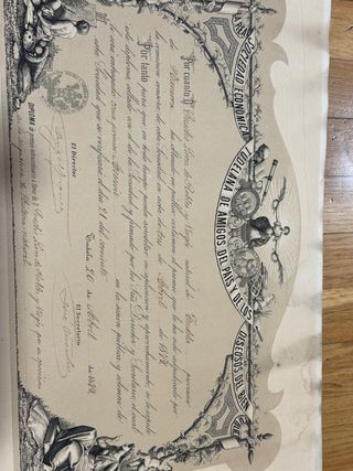 Diploma Antiguo Tudelana 1878 Amigos del País