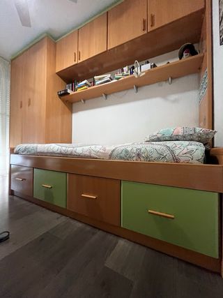 Cama modular con cajones y colchón 90x190cm