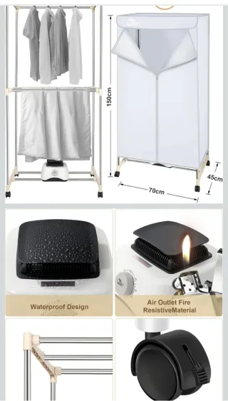 Secadora Ropa Eléctrica Portátil Uten 1500W