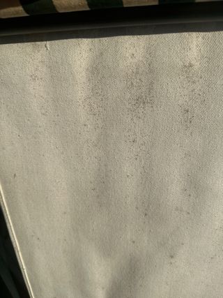 Hamacas de madera con tela de rayas verdes/blancas