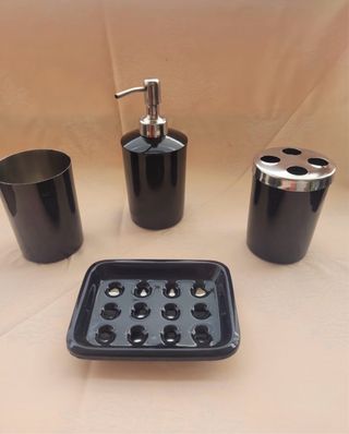 Set Accesorios Baño Negro Acero Inoxidable