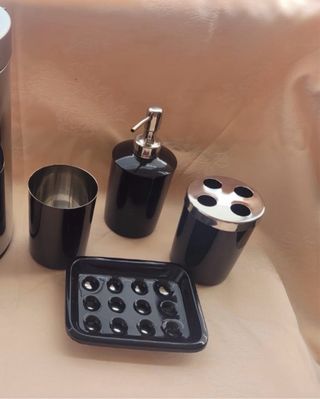 Set Accesorios Baño Negro Acero Inoxidable