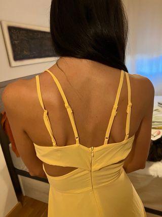 Vestido Fiesta Boda Graduación Amarillo Talla XS