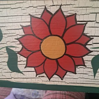Espejo Madera Decorado Flores