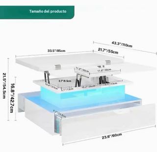 Mesa Centro Elevable LED 4 en 1
