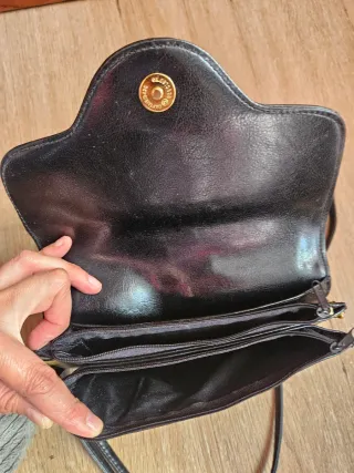 Bolso bandolera negro piel