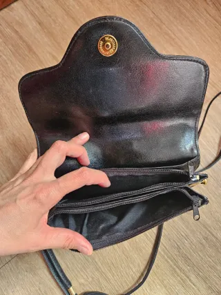 Bolso bandolera negro piel