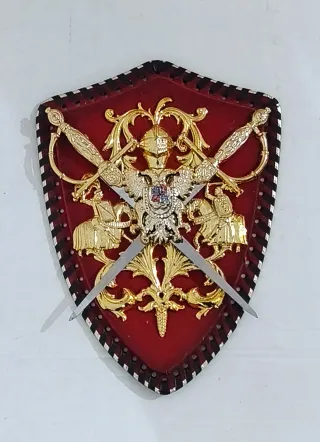 Metopa medieval escudo águila y caballeros