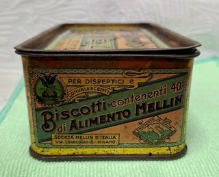 Scatola latta vintage Mellin Biscotti