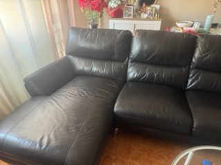 Sofá chaise longue de piel negro