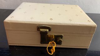 Caja joyero vintage flor de lis beige mid century