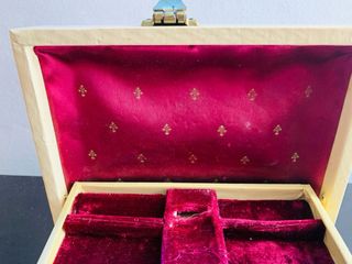 Caja joyero vintage flor de lis beige mid century