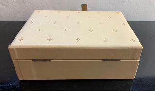 Caja joyero vintage flor de lis beige mid century