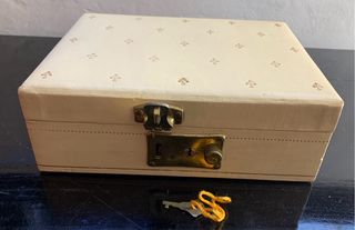 Caja joyero vintage flor de lis beige mid century