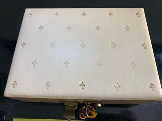 Caja joyero vintage flor de lis beige mid century