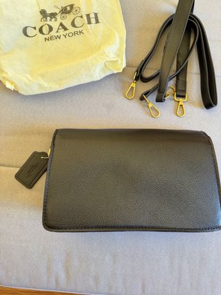 Mala de ombro Coach Tabby preta dourada