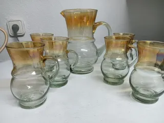 Set de jarras y vasos de cubata cristal antiguo
