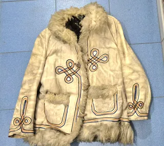 Chaqueta Piel Hippie 70s Beige Multicolor forrado