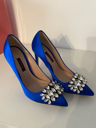 Zapatos Uterqüe Tacon Joya Azul