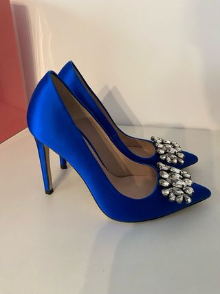 Zapatos Uterqüe Tacon Joya Azul