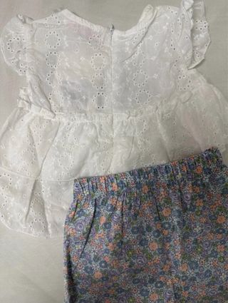 Coordinato/completo neonata bianco e floreale