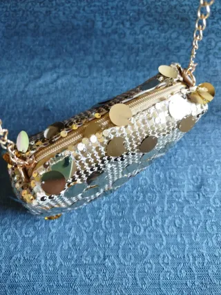 Borsa/Pochette donna paillettes oro