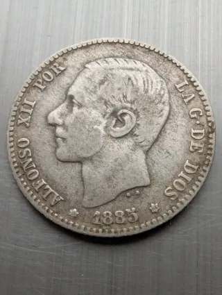 Alfonso XII 1 peseta 1885*85 plata