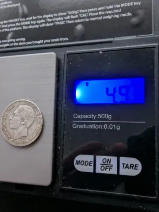 Alfonso XII 1 peseta 1885*85 plata