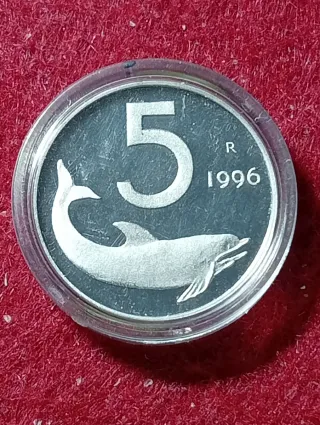 Moneta 5 Lire Delfino 1996 R
